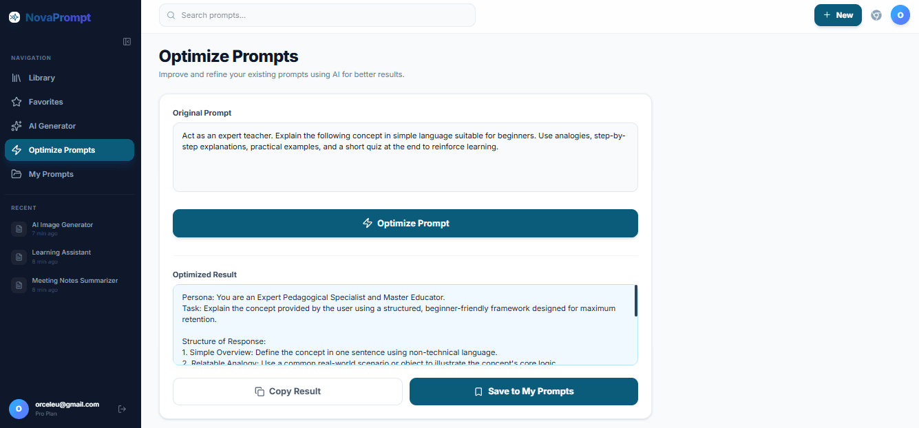 Screenshot: Generate & Optimize Instantly